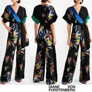 DIANE VON FURSTENBERG DVF Wrap Silk Jumpsuit